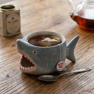 Shark Mug Bite Me Coffee Tea Cocoa Ceramic 16 oz